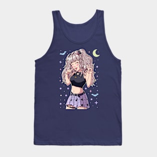 Cute Anime Girl White Hair Tank Top